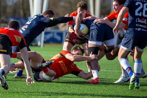 Rugby: Germany against MKS Pogon Awenta Siedlce, Poland in Heidelberg (test match of the German
