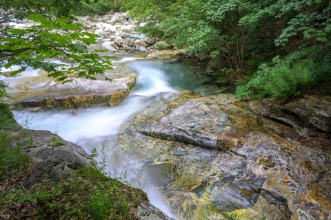 Beautiful stone structures at the Gesso della Barra torrent, Entracque, province of Cuneo, Italy