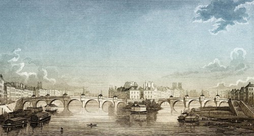 Pont Neuf, Paris, antique steel engraved print, 1831