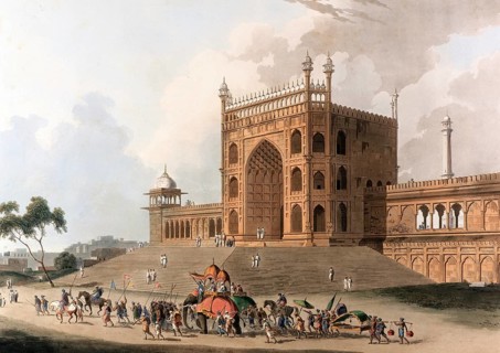 East gate of the Jama Masjid, Jami Masjid, Friday Mosque, actually Masjid-i Jahan Numa, in Delhi,