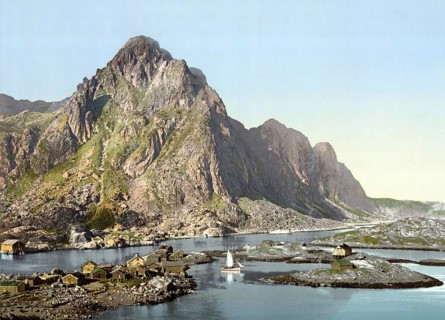 Svolvaer, Lofoten, Nordland region, Norway, View from 1885, Historical, digitally restored
