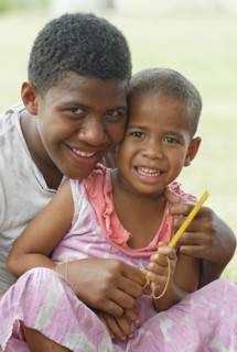 Kids smiling, Yasawa island group, Fiji, South Pacific islands, Pacific