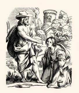 Christ appears to Mary Magdalene as a gardener, Jacques Stella, 17th century, digitally restored