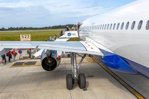 Passengers boarding British Airways Airbus A320 plane, Aeroporto Francisco Sa Carneiro, Porto