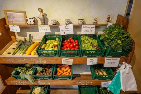 Wittichenau, Oberlausitz, Saxony, Germany - Small farm shop on the family-run farm and vegetable