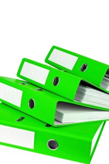 File folder with documents and papers. Storage of contracts, studio
