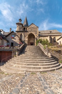 Saint-Fleuret d'Estaing church in the town of Estaing, historical monument. Aveyron, France