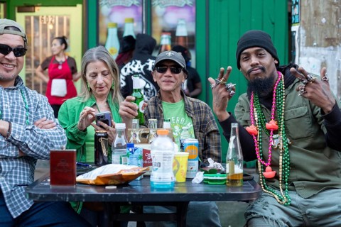 New Orleans, Louisiana - Spectators line the sidewalks as the Downtown Irish Club holds its St