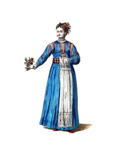 Historical clothing, fashion over time, clothing of a young woman from Wallachia in 1700, Romania,