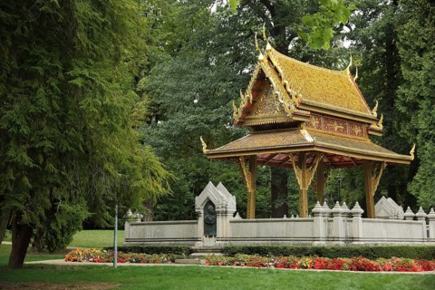 Siamese temple Sala-Thai I in the spa garden Bad Homburg, Hesse, Germany