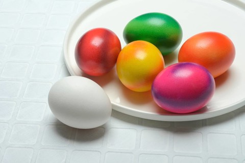 Coloured eggs on plate, Easter, Easter festival