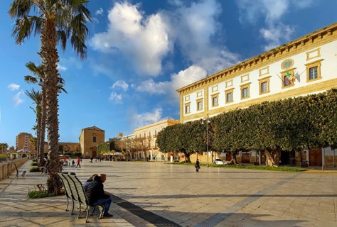 Piazza, square, Scandaliato, historic center of the city, right town hall, also Palazzo di Città,