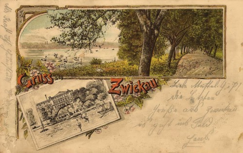 Historical postcard, picture postcard, Zwickau, Saxony, Germany, digitally enhanced reproduction of