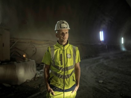 Graduate engineer (FH) Sebastian Reimann in construction lot H53, Brenner Base Tunnel, Wolf, Tyrol,