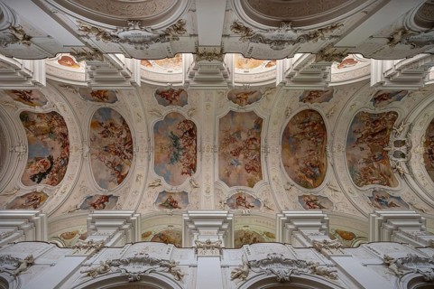 Vault with frescoes created between 1719 and 1732 by the painter Wolfgang Andreas Heindl, Basilica