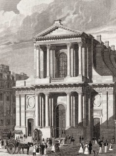 The Temple Protestant de l'Oratoire du Louvre, Paris, antique steel engraved print, 1831