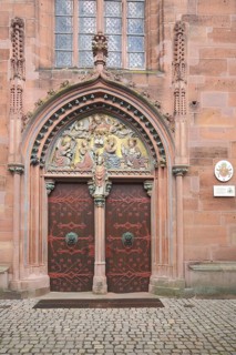 Entrance to St. Valentinus and Dionysius church, church door, Kiedrich, Rheingau, Taunus, Hesse,
