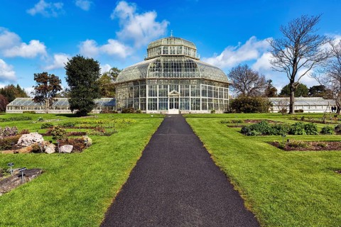 Victorian greenhouse, sunny weather, Botanic Garden, Dublin, Ireland