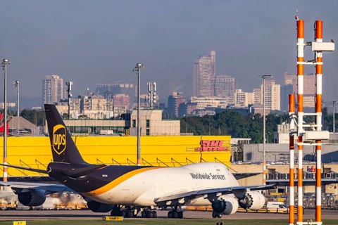 Cologne Bonn Airport. Cargo aircraft shortly in front of take-off. Aircraft registration N612UP,