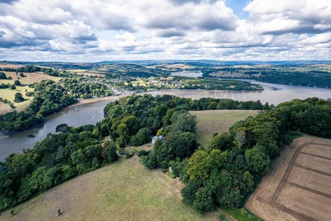 Greenway and River Dart from a drone, Devon, England, United Kingdom