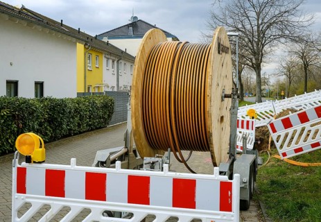 Rheinbach, North Rhine-Westphalia, Germany - Internet broadband expansion, construction site for