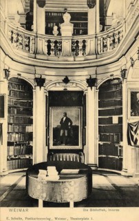 Historical postcard, picture postcard, library in Weimar, Thuringia, Germany, digitally enhanced