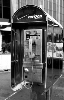 Public telephone pillar in Mahatten, New York City, USA