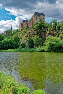 Mildenstein Castle on the river Freiberger Mulde, Leisnig, Saxony, Germany