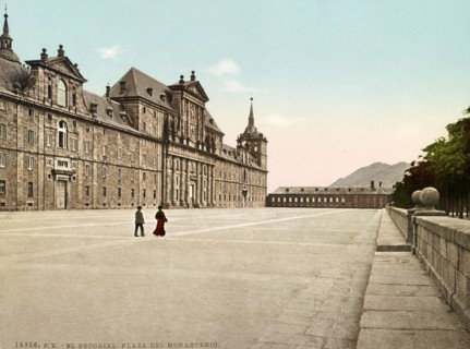 El Escorial. Plaza del Monasterio, Spain, c. 1890, Historic, digitally restored reproduction from a