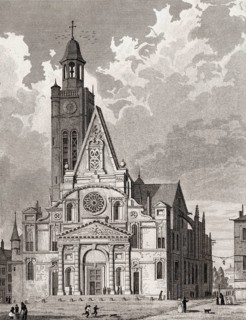 Church of St Etienne du Mont, Paris, antique steel engraved print, 1831