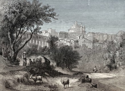 Old view of Ariccia, Metropolitan City of Rome, Lazio, Italy, 19th Century