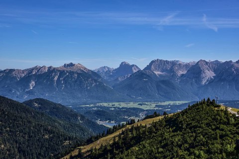 View from the summit of the Wank (1780 m) near Garmisch-Partenkirchen in the direction of the