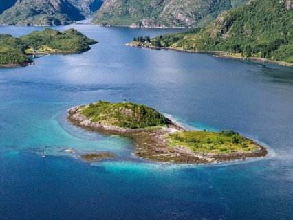 Aerial view over the Raftsund, the waterway between Lofoten and Vesteralen island, island