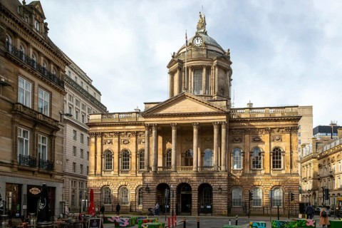 Georgian architecture of the Town Hall building, city centre of Liverpool England, UK architect