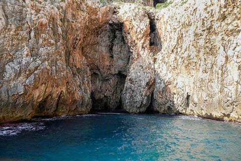 Sea cave on the coast of Santa Maria di Leuca, Apulia, Salento, Italy