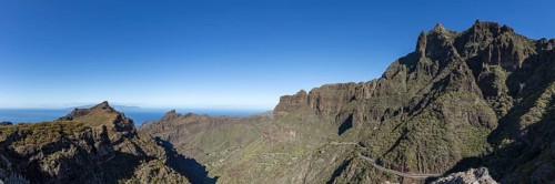 The mountain village of Masca surrounded by volcanic rock formations and the Masca Gorge, Barranco