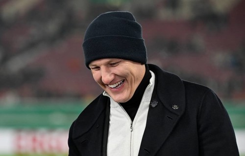 ARD TV expert Bastian Schweinsteiger, cap, portrait laughs, DFB Cup, MHPArena, MHP Arena Stuttgart,