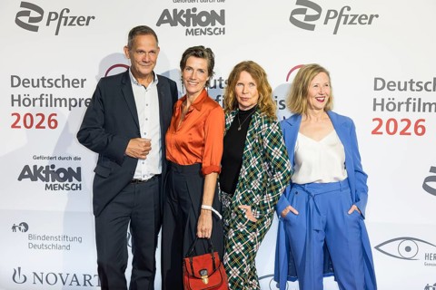 Klaus-Peter Grap, Julia Bremermann, Marion Kracht and Petra Zieser in front of the German Audio