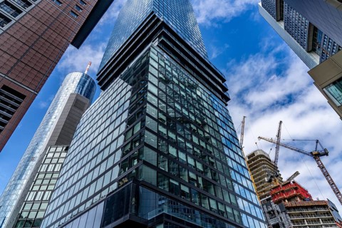 High-rise buildings, office buildings in Frankfurt am Main, Skyline, Hesse, Germany