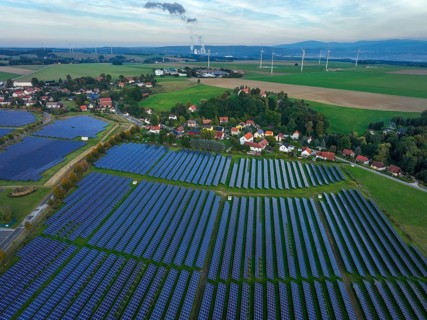 Zittau, Saxony, Germany, Oberseifersdorf solar field, solar park in Oberseifersdorf, in the