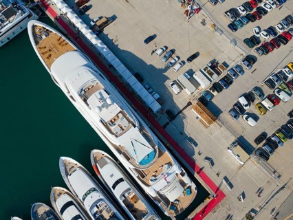 Aerial view, Mediterranean Yacht Show, harbour, Nafplio, Nauplia, Nafplion, Argolis, Argolic Gulf,