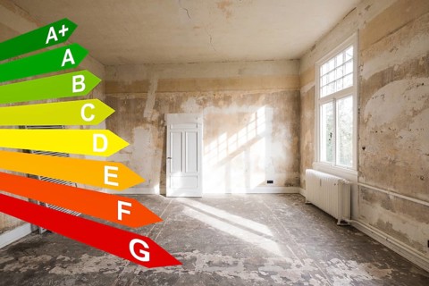 Energy efficiency classes, core refurbishment of an old villa in Remscheid, Germany
