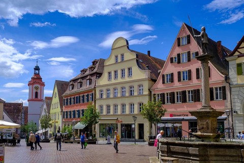 Market square, Weißenburg in Bavaria, Altmühltal, Franconian Lake District, Middle Franconia,