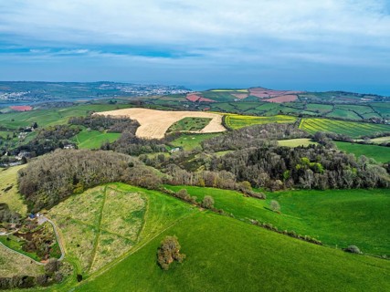 Farms and Fields over Newton Abbot from a drone, Devon, England, United Kingdom