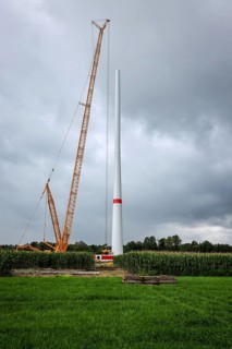 Dorsten, North Rhine-Westphalia, Germany, construction of a wind turbine, the first wind turbine of