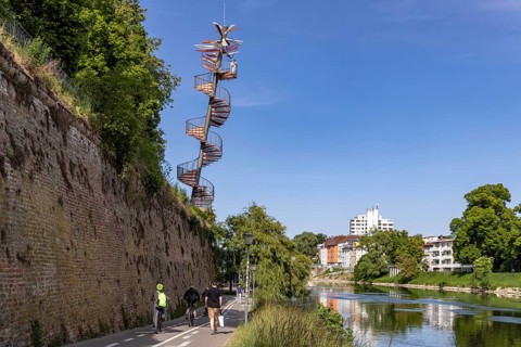 Berblinger Tower Ulm. Observation tower on the Danube. It commemorates Albrecht Ludwig Berblinger,