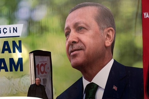 Istanbul, Turkey. November 21st 2023 A giant election poster with a portrait of Turkish President