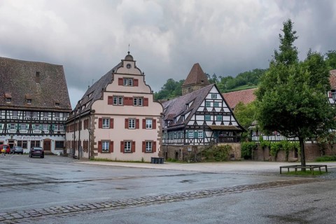 Monastery courtyard with half-timbered houses of the former Cistercian Abbey Maulbronn, UNESCO