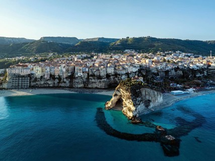 Tropea from a drone, Tyrrhenian Sea, Calabria, Italy