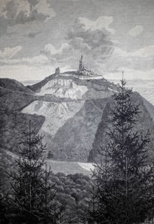 The Kyffhäuser with the Kaiser Wilhelm I monument and the Barbarossaturm, 1890, Harz, Germany,